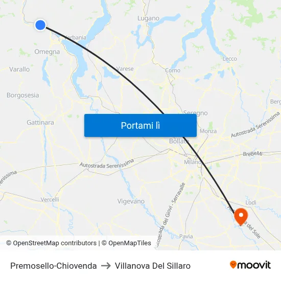 Premosello-Chiovenda to Villanova Del Sillaro map