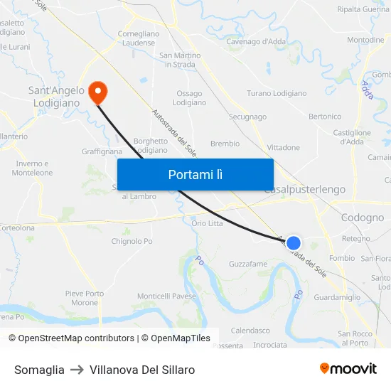 Somaglia to Villanova Del Sillaro map