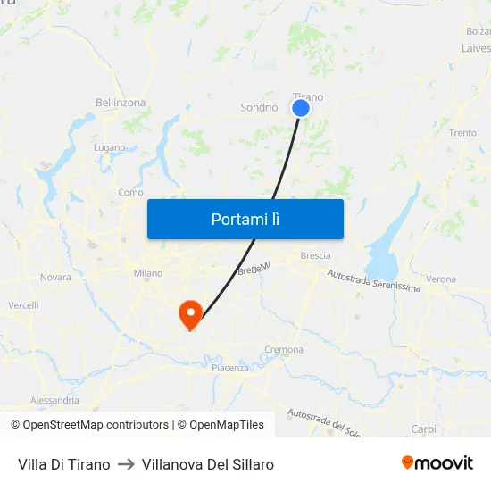 Villa Di Tirano to Villanova Del Sillaro map
