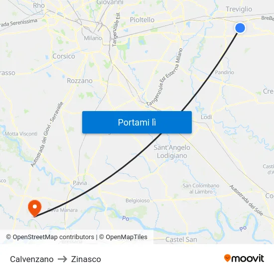 Calvenzano to Zinasco map