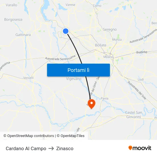 Cardano Al Campo to Zinasco map