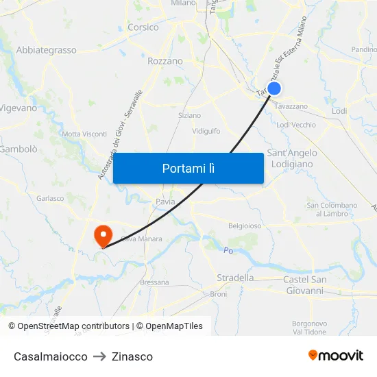 Casalmaiocco to Zinasco map
