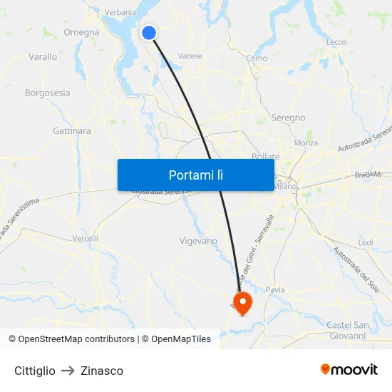 Cittiglio to Zinasco map
