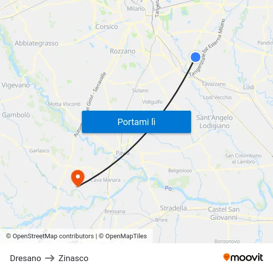 Dresano to Zinasco map