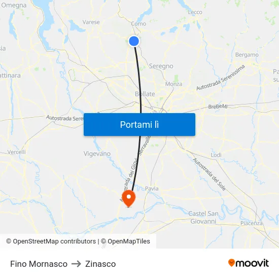 Fino Mornasco to Zinasco map