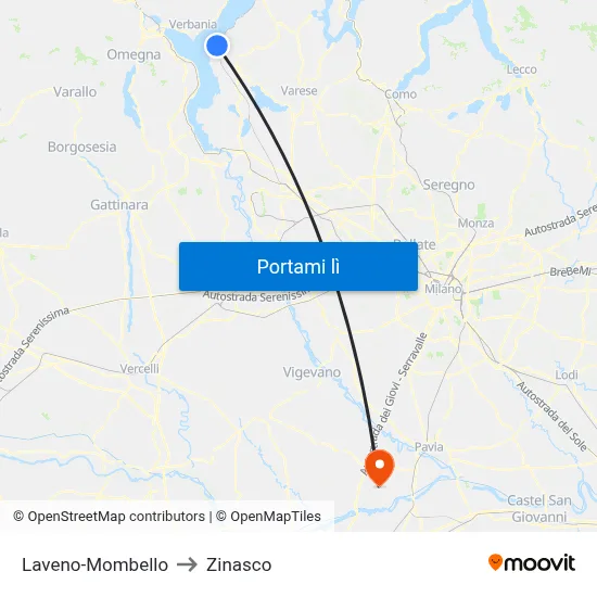 Laveno-Mombello to Zinasco map