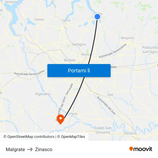 Malgrate to Zinasco map