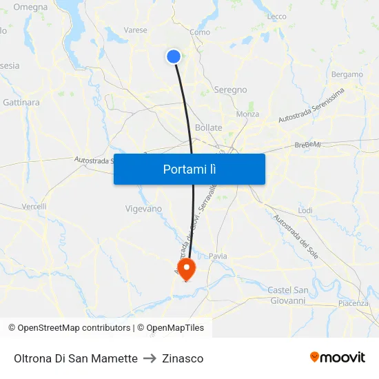 Oltrona Di San Mamette to Zinasco map