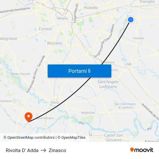 Rivolta D' Adda to Zinasco map