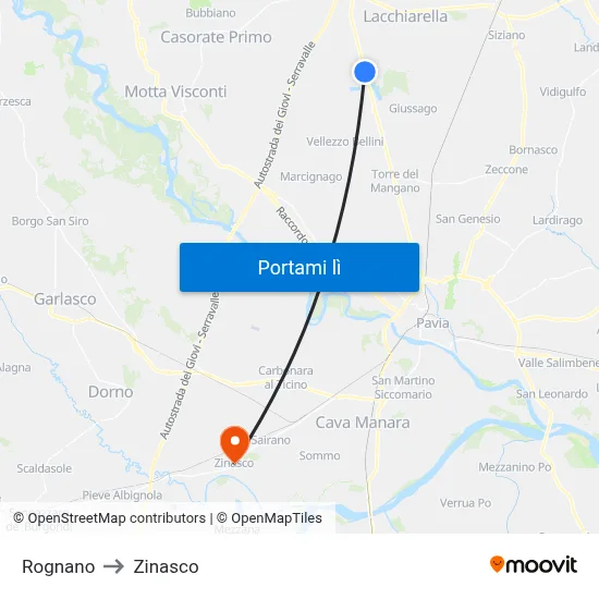 Rognano to Zinasco map