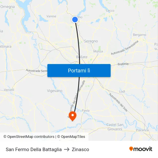 San Fermo Della Battaglia to Zinasco map