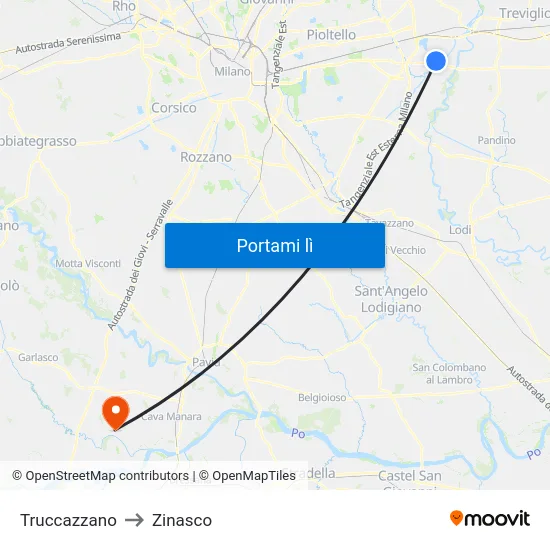 Truccazzano to Zinasco map