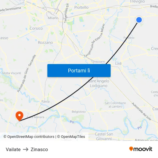 Vailate to Zinasco map