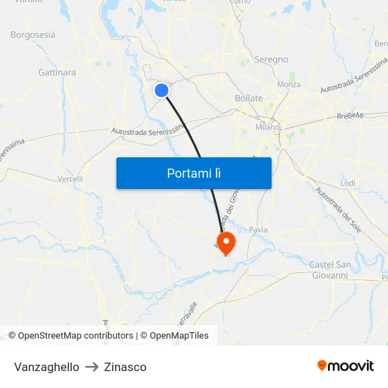 Vanzaghello to Zinasco map