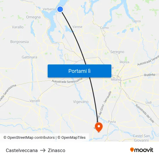 Castelveccana to Zinasco map