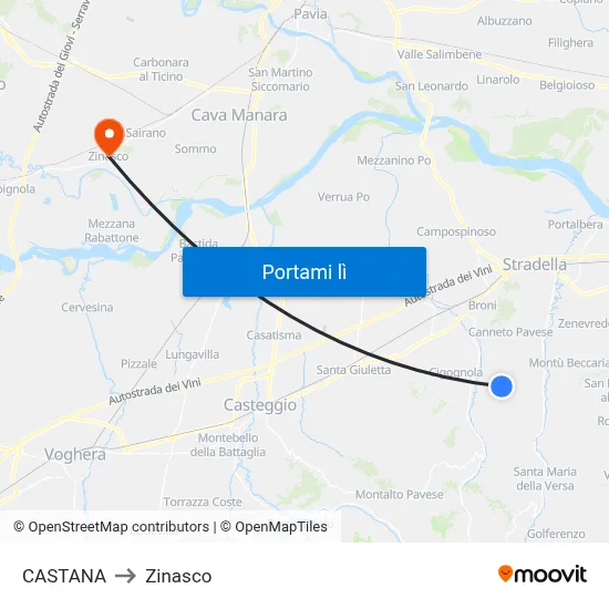 CASTANA to Zinasco map