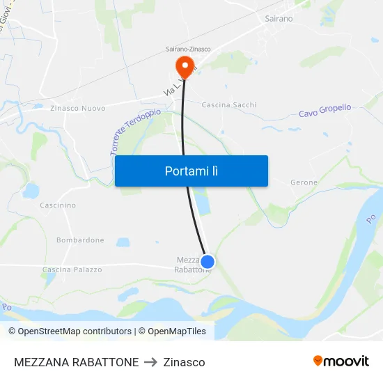 MEZZANA RABATTONE to Zinasco map