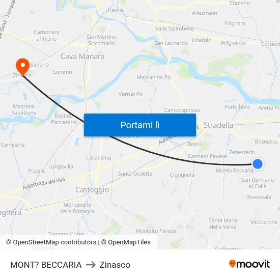 MONT? BECCARIA to Zinasco map