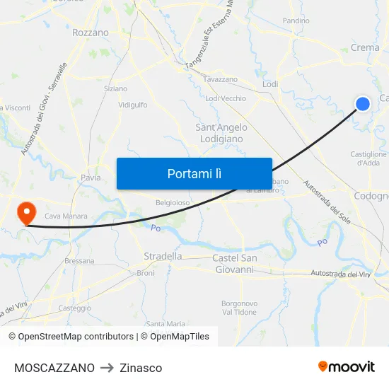 MOSCAZZANO to Zinasco map