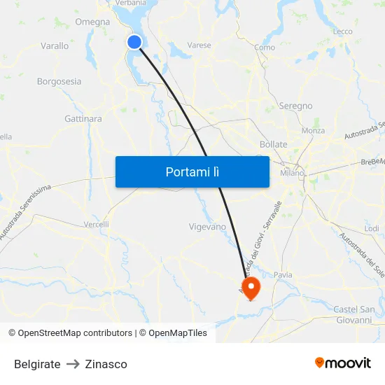 Belgirate to Zinasco map