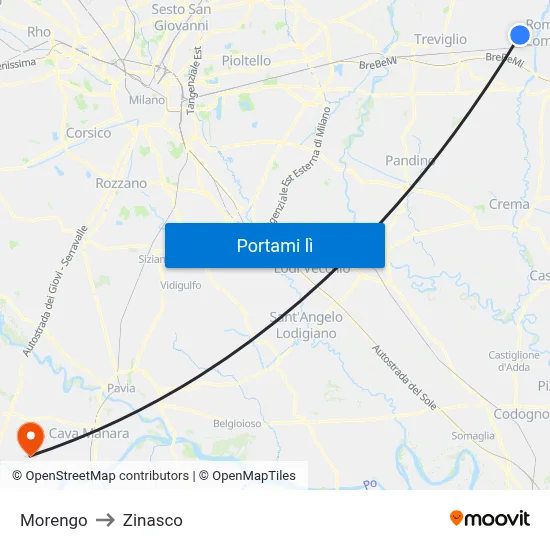 Morengo to Zinasco map