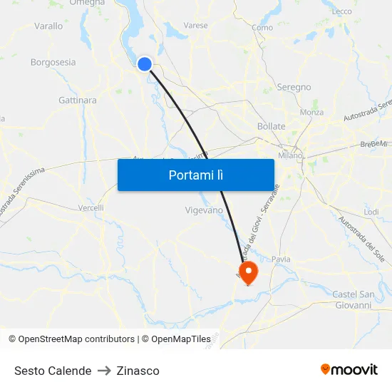 Sesto Calende to Zinasco map