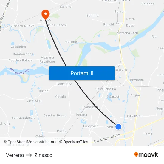 Verretto to Zinasco map
