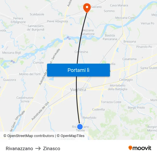 Rivanazzano to Zinasco map