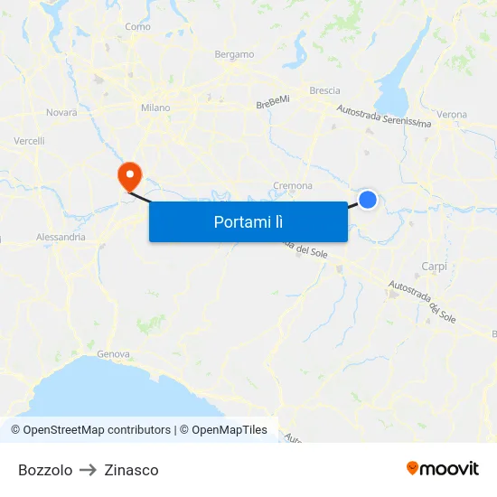 Bozzolo to Zinasco map