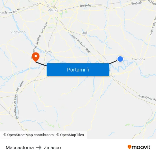 Maccastorna to Zinasco map