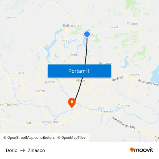 Dorio to Zinasco map