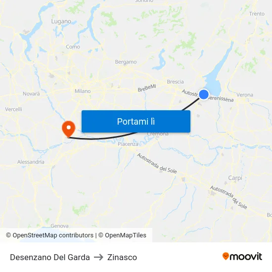 Desenzano Del Garda to Zinasco map