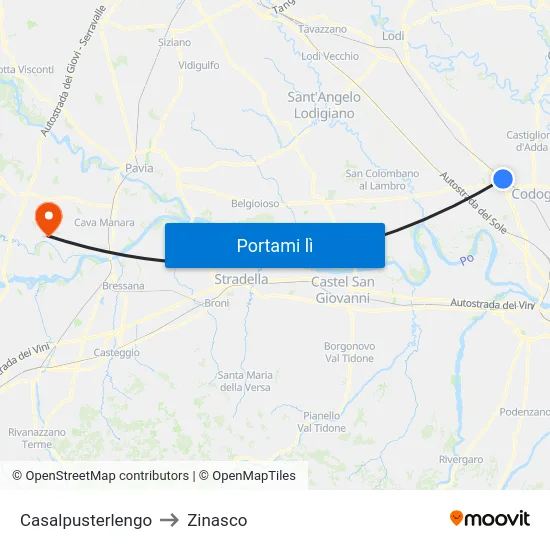Casalpusterlengo to Zinasco map