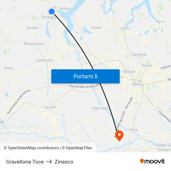 Gravellona Toce to Zinasco map