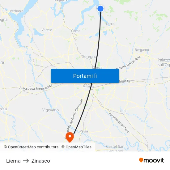 Lierna to Zinasco map