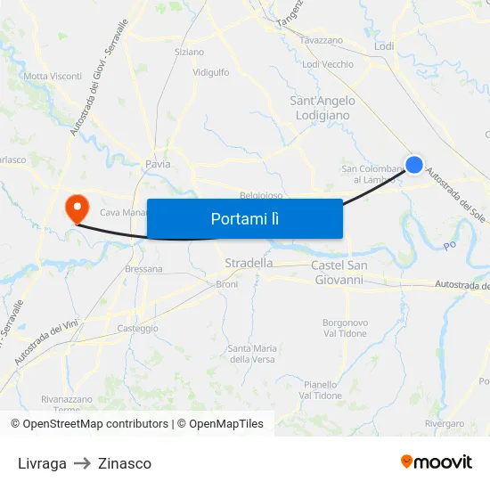 Livraga to Zinasco map