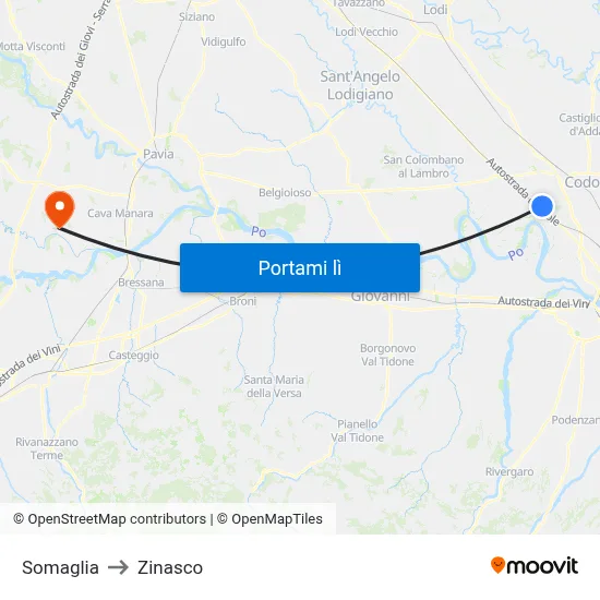 Somaglia to Zinasco map