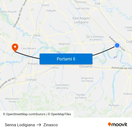 Senna Lodigiana to Zinasco map