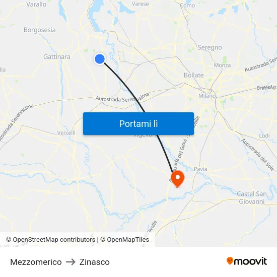 Mezzomerico to Zinasco map