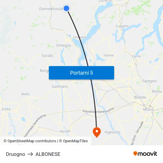 Druogno to ALBONESE map