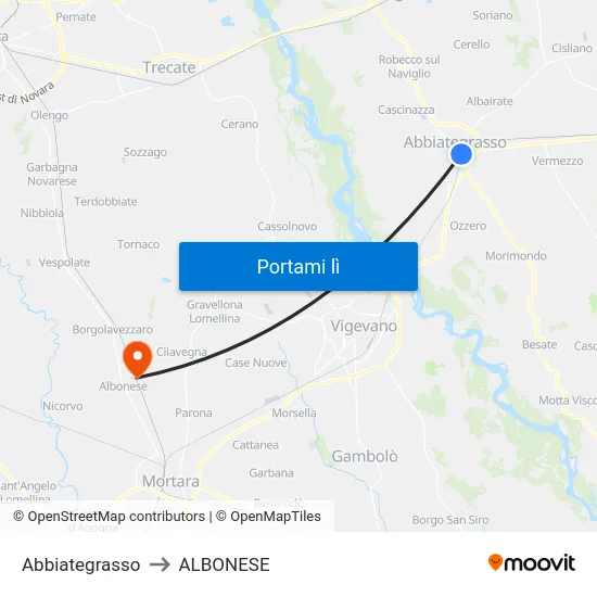 Abbiategrasso to ALBONESE map