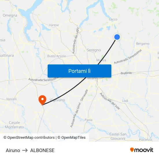 Airuno to ALBONESE map