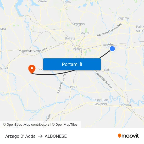 Arzago D' Adda to ALBONESE map