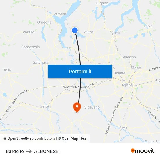 Bardello to ALBONESE map