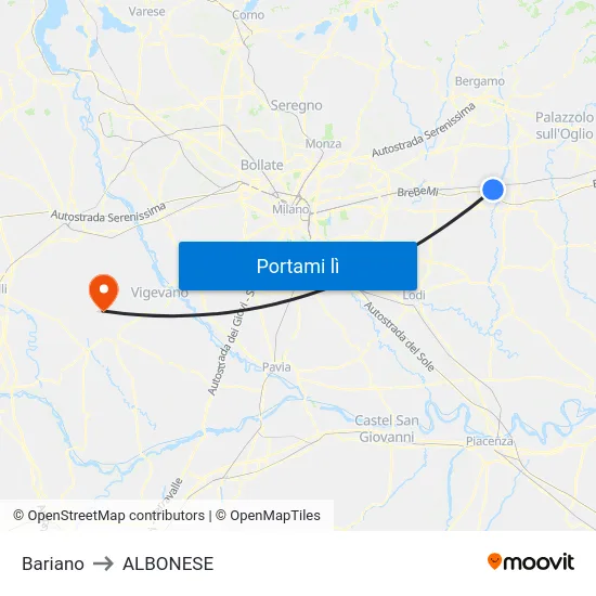 Bariano to ALBONESE map