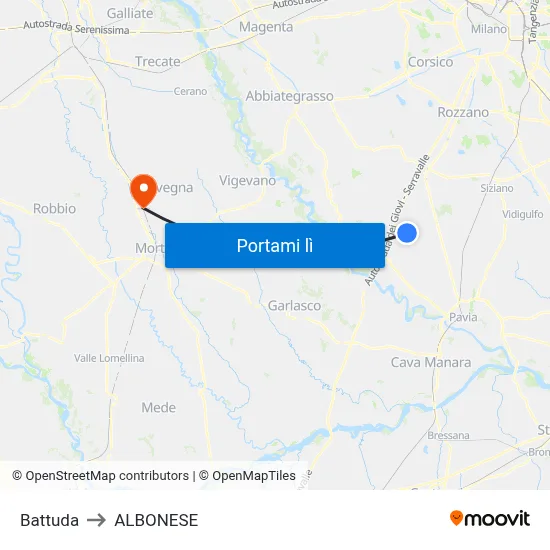 Battuda to ALBONESE map