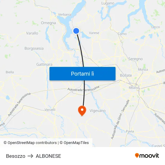 Besozzo to ALBONESE map