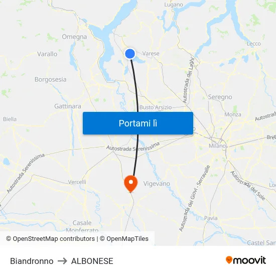 Biandronno to ALBONESE map