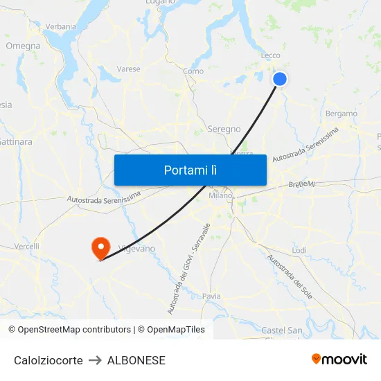 Calolziocorte to ALBONESE map