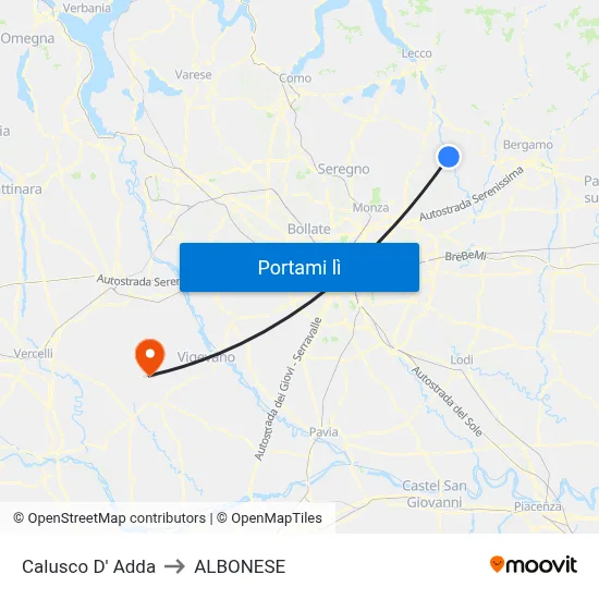 Calusco D' Adda to ALBONESE map